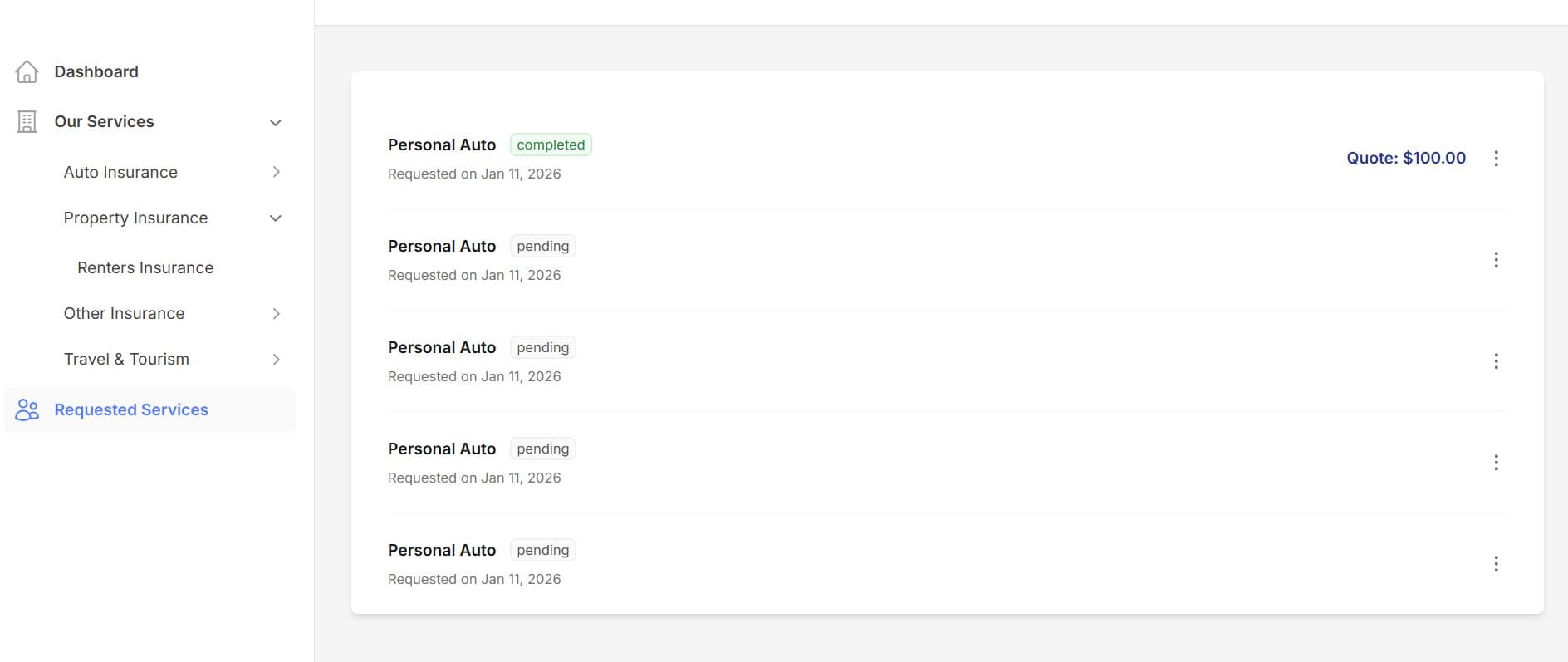 Sam services homepage
